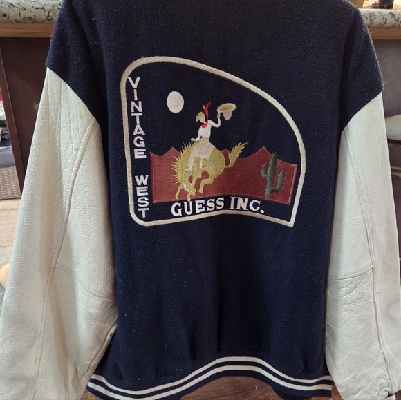 Guess Other - Vintage GUESS Jeans Varsity Jacket Leather Sleeves Guess Club Marciano